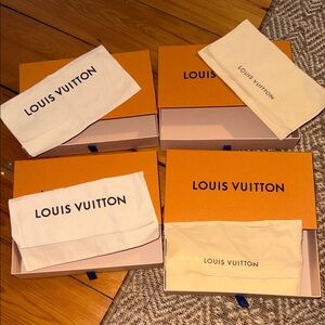 Louis Vuitton Signature Orange Boxes with Cream Dust Bags - long wallet set of 4